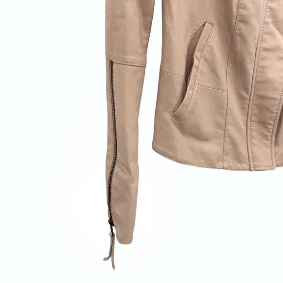 NWT Free People Solid Light Pink Full Zip Long Sleeve Moto Jacket 2 - Picture 6 of 7